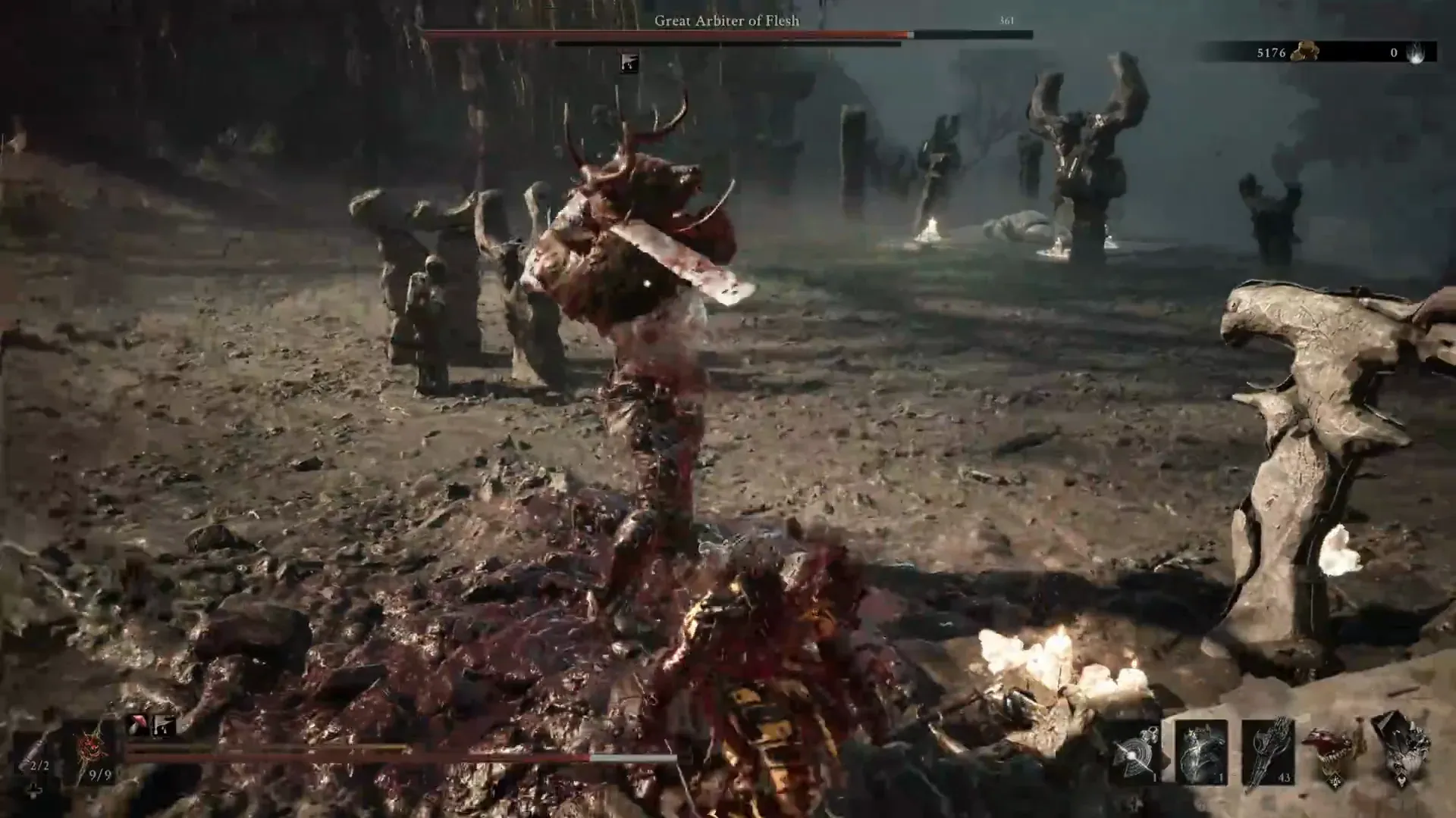 Axe and Dagger used in a close fight against the Great Arbiter of Flesh
