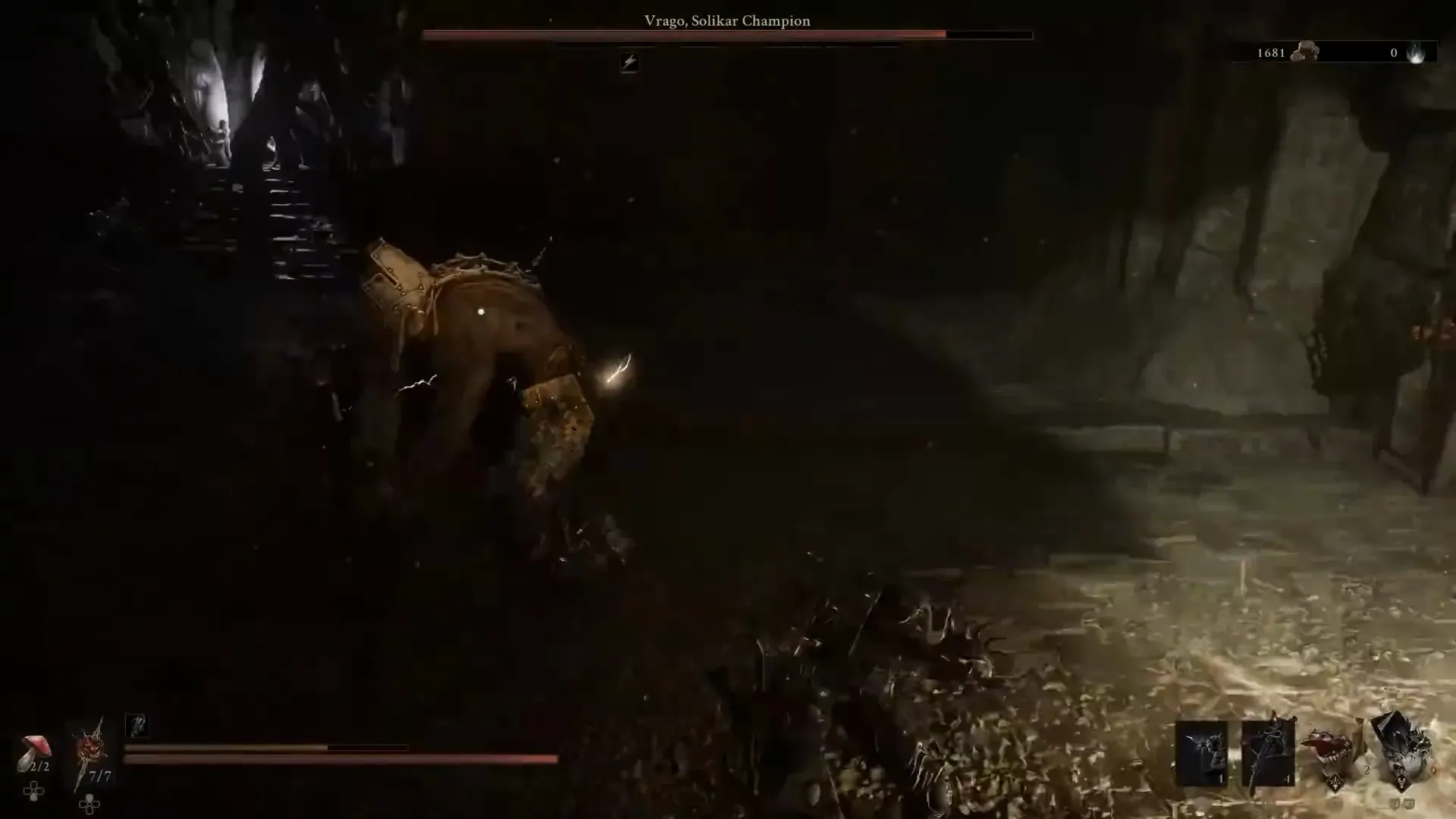 A later named champion fight under lightning, the kind of leftover battle that sits after a short first pass