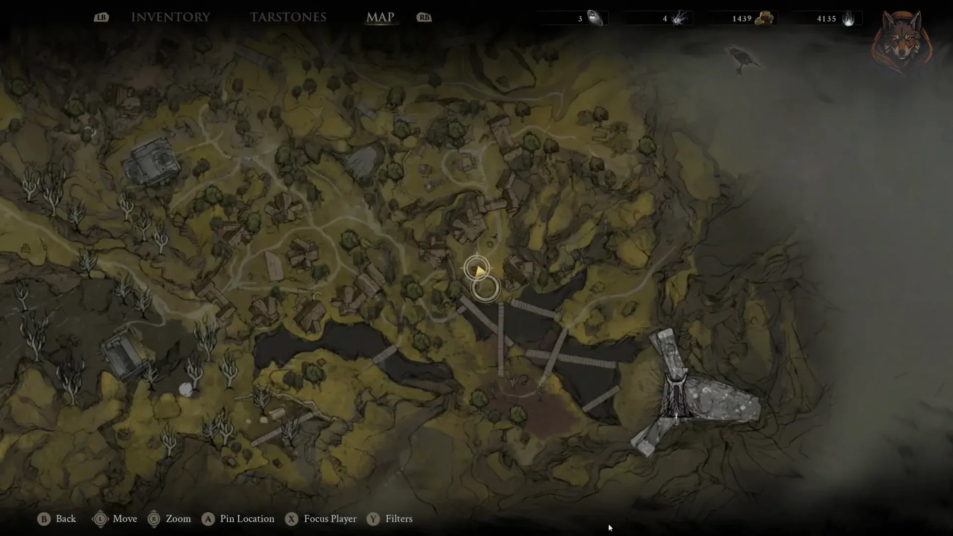 World map focused on the Mushroom Village Beacon