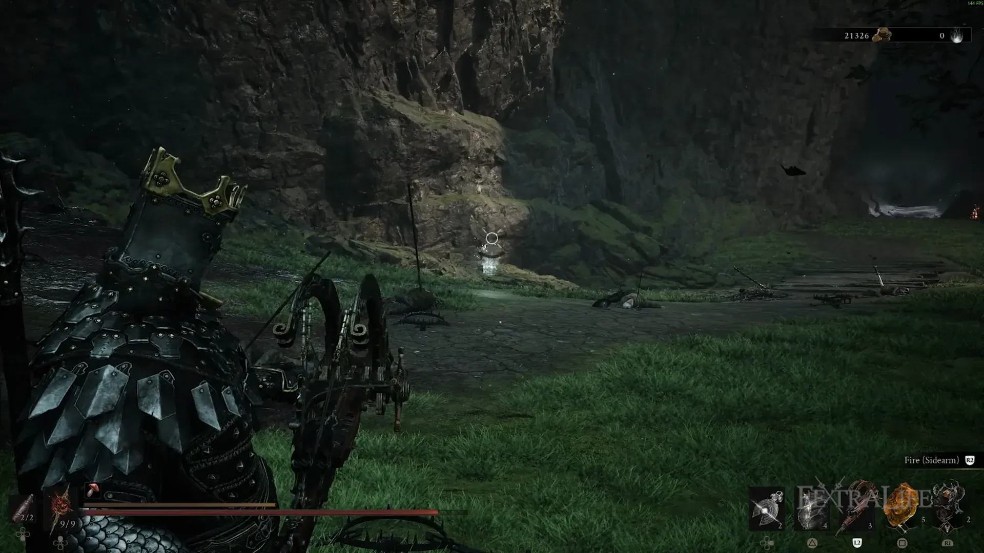 A dropped Gloom pile lined up for a ranged recovery shot